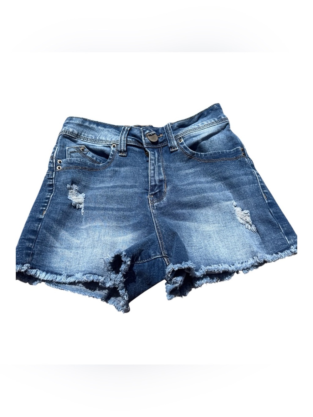 Fashion Nova Raw Hem Denim Shorts With Distressing Size 3